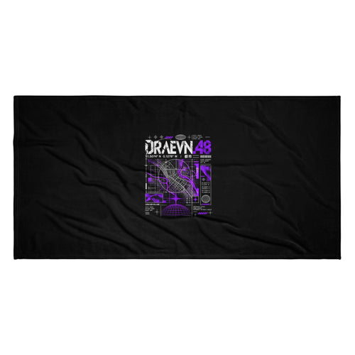 City Grid Beach Towel – Black, 36×72 in, flat view