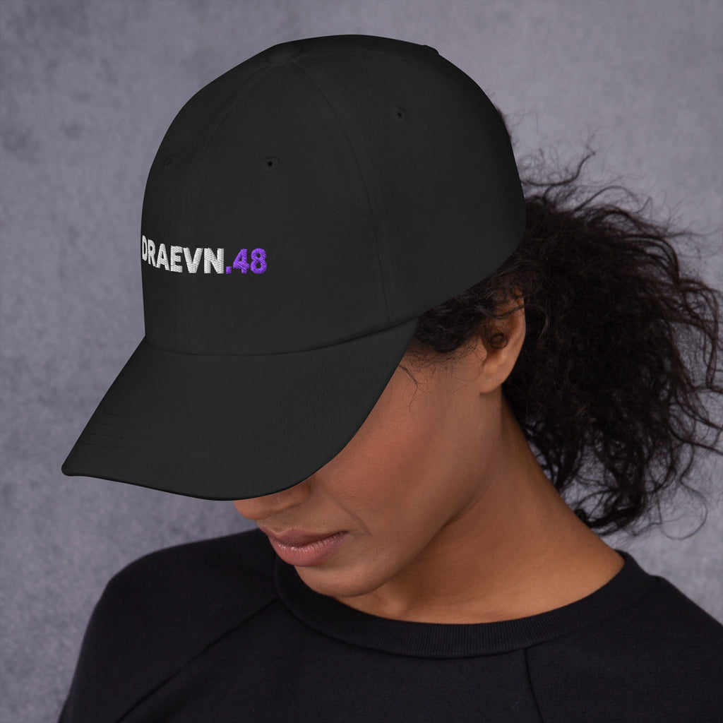 Minimal Logo Dad Hat – Black, left side view