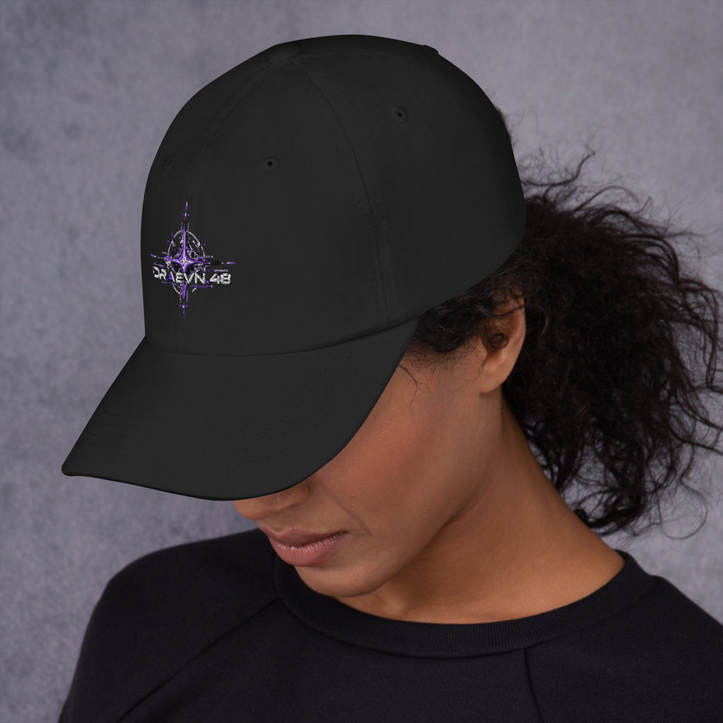 Neon Celestial Emblem Dad Hat – Black, left side view
