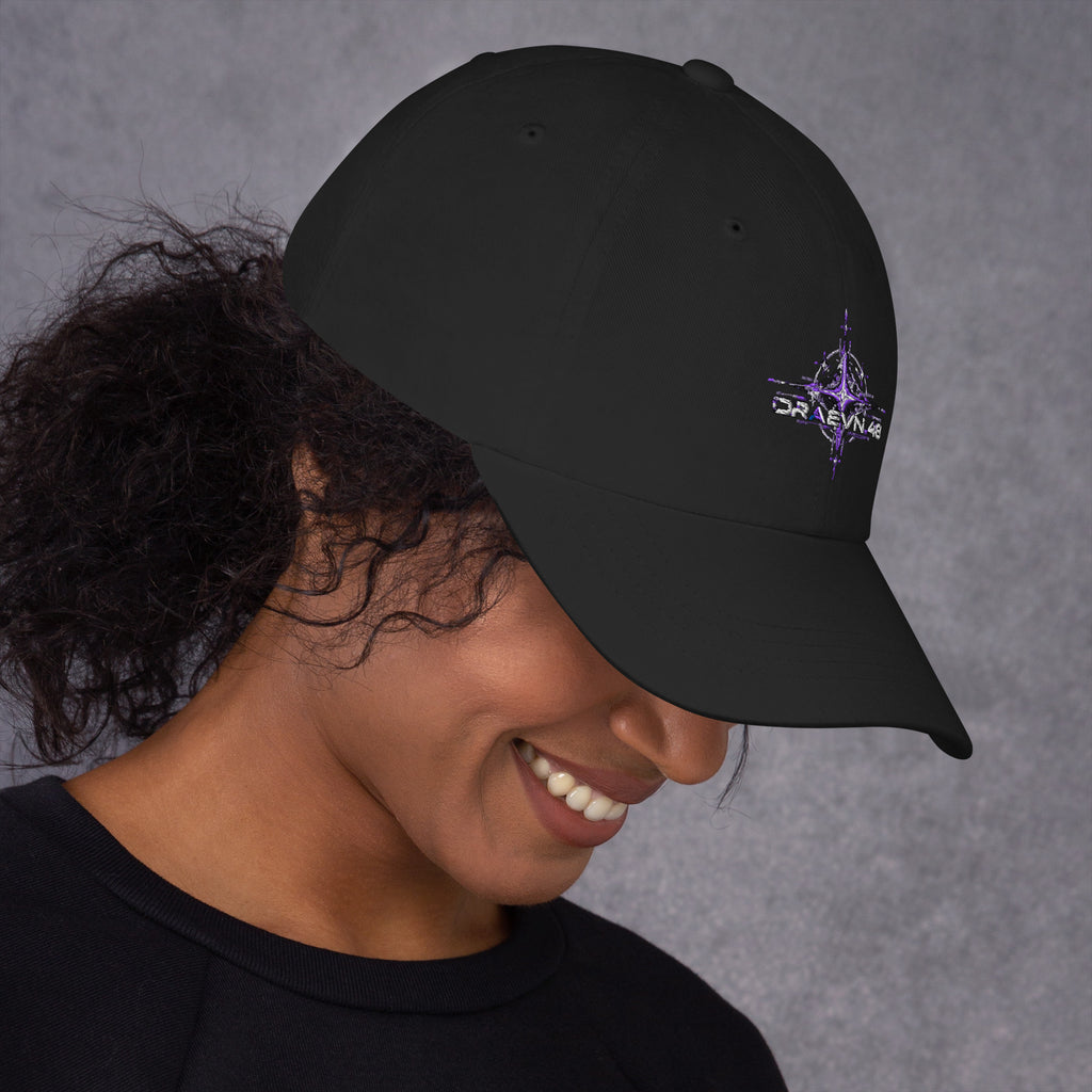 Neon Celestial Emblem Dad Hat – Black, right side view