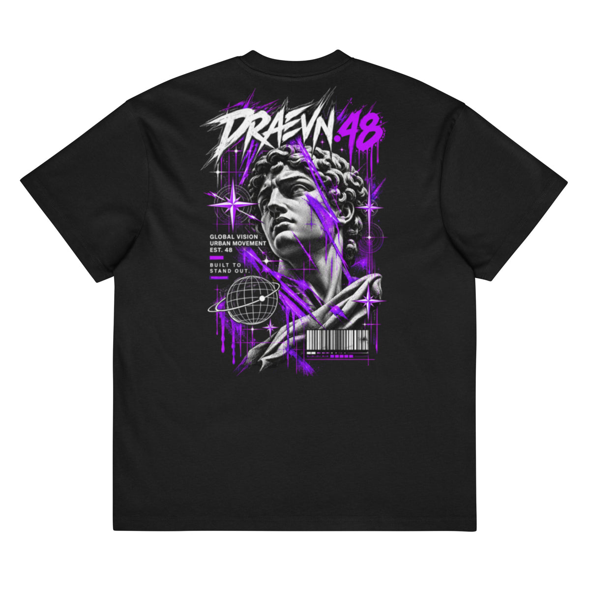 DRAEVN.48 — Drop 001 Oversized Graphic T-Shirt – Black, back view