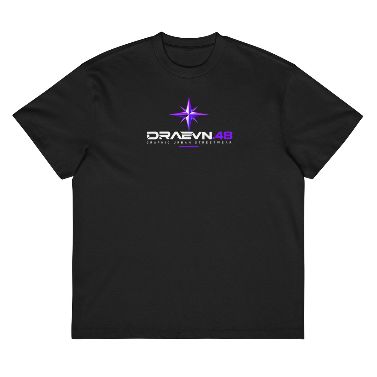 DRAEVN.48 — Drop 001 Oversized Graphic T-Shirt – Black, front view