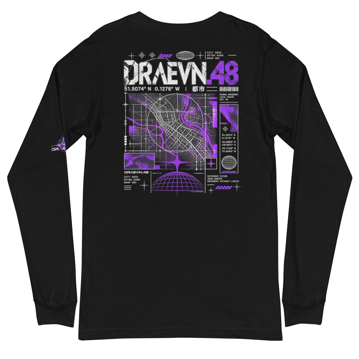 City Grid Long Sleeve – Black, back view