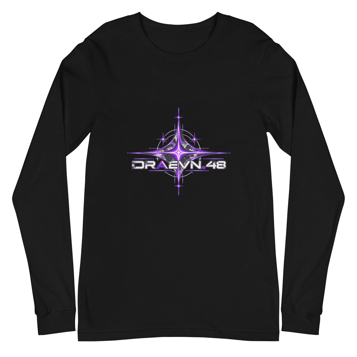 Neon Celestial Emblem Long Sleeve – Black, front view