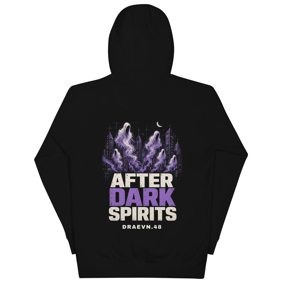 DRAEVN.48 After Dark Spirits Hoodie – Halloween Limited, Black, back view