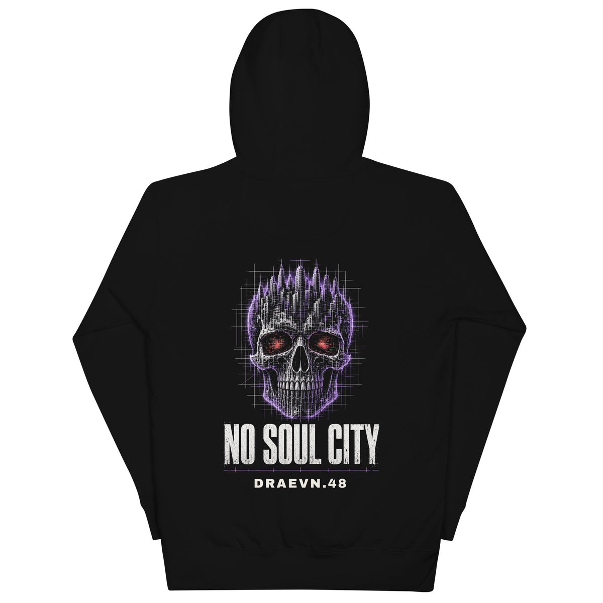 DRAEVN.48 No Soul City Hoodie – Halloween Limited, Black, back view