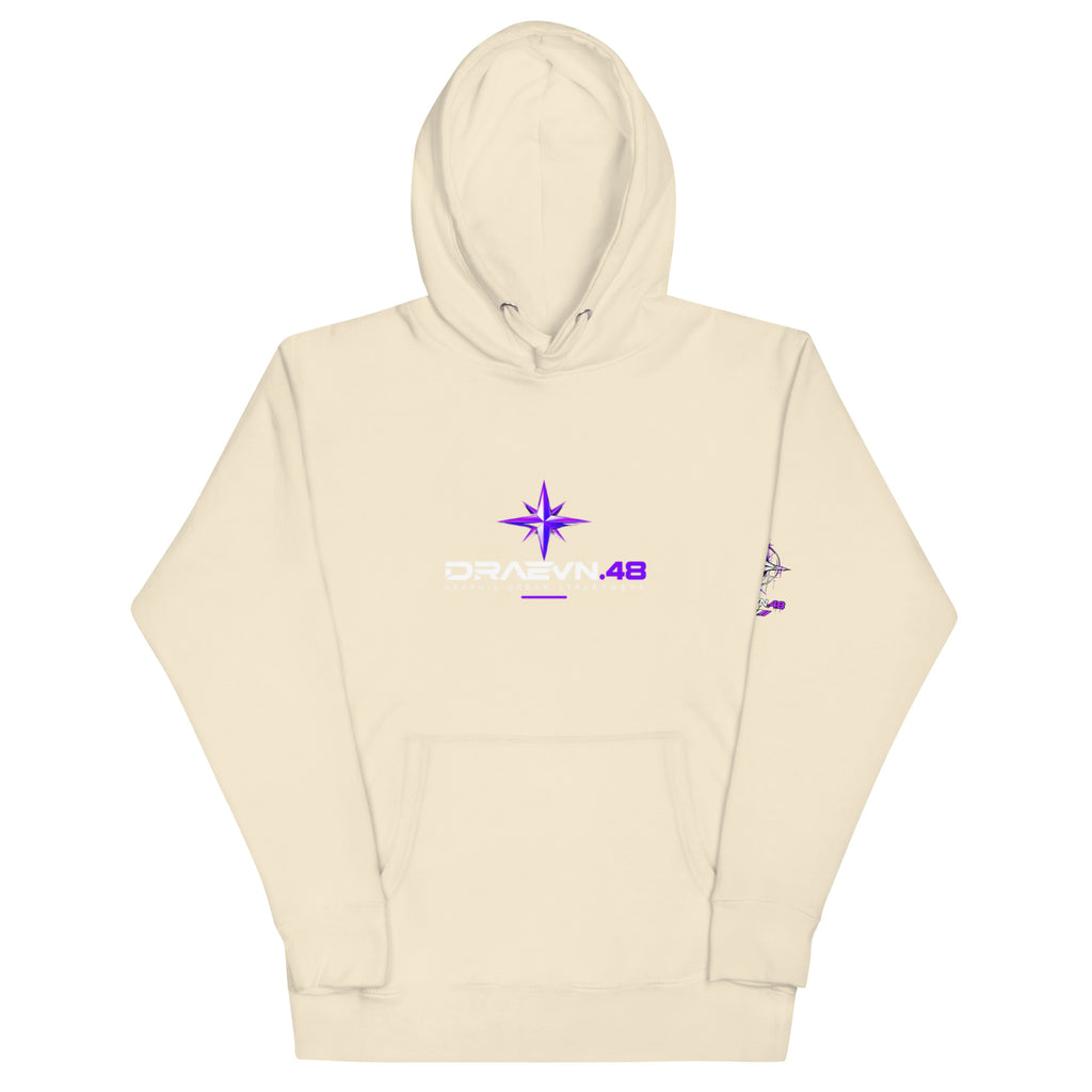 DRAEVN.48 — Drop 001 Graphic Hoodie – Bone, front view