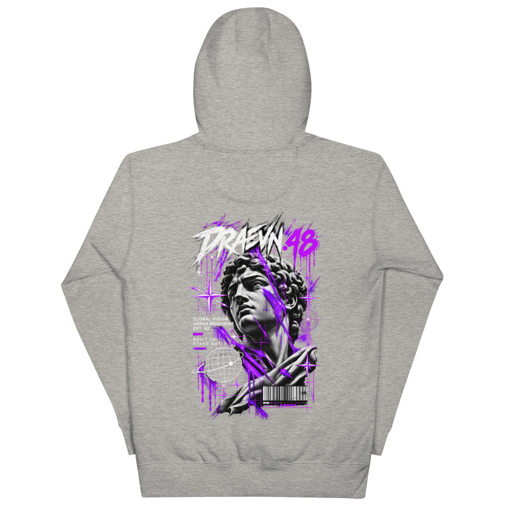 DRAEVN.48 — Drop 001 Graphic Hoodie – Carbon Grey, back view