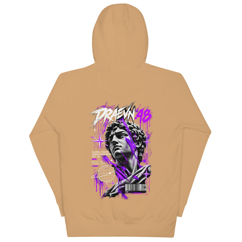 DRAEVN.48 — Drop 001 Graphic Hoodie – Khaki, back view