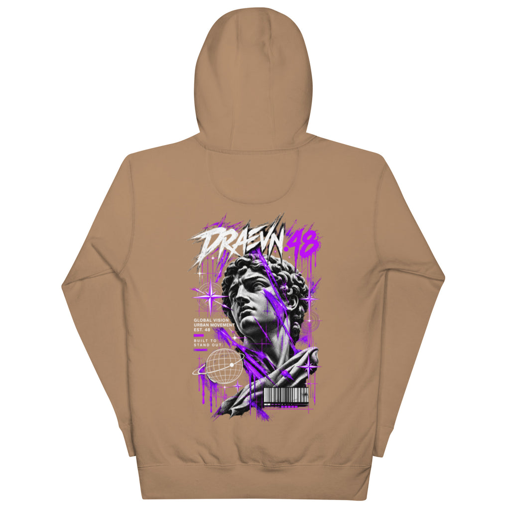 DRAEVN.48 — Drop 001 Graphic Hoodie – Latte, back view