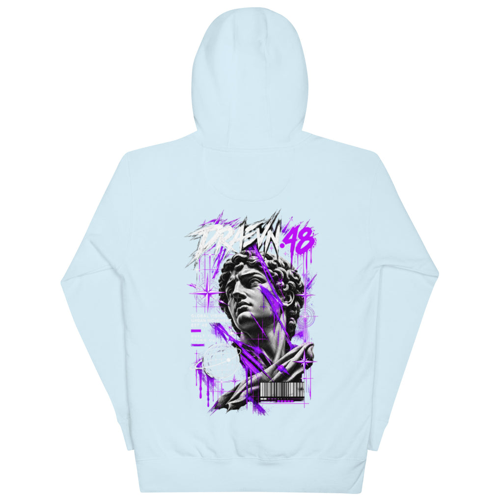 DRAEVN.48 — Drop 001 Graphic Hoodie – Sky Blue, back view