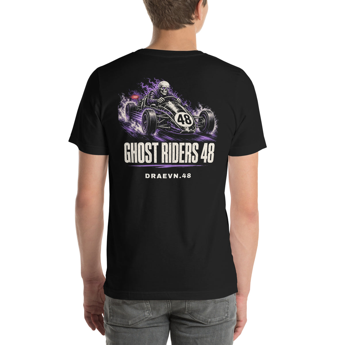 DRAEVN.48 Ghost Riders 48 Tee – Halloween Limited, Black, back view