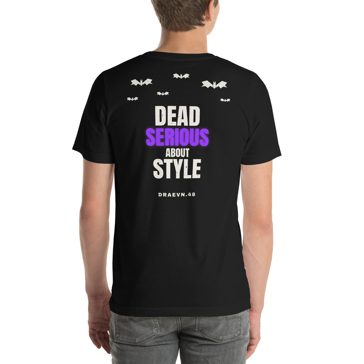 DRAEVN.48 Dead Serious About Style Tee – Halloween Limited, Black, back view