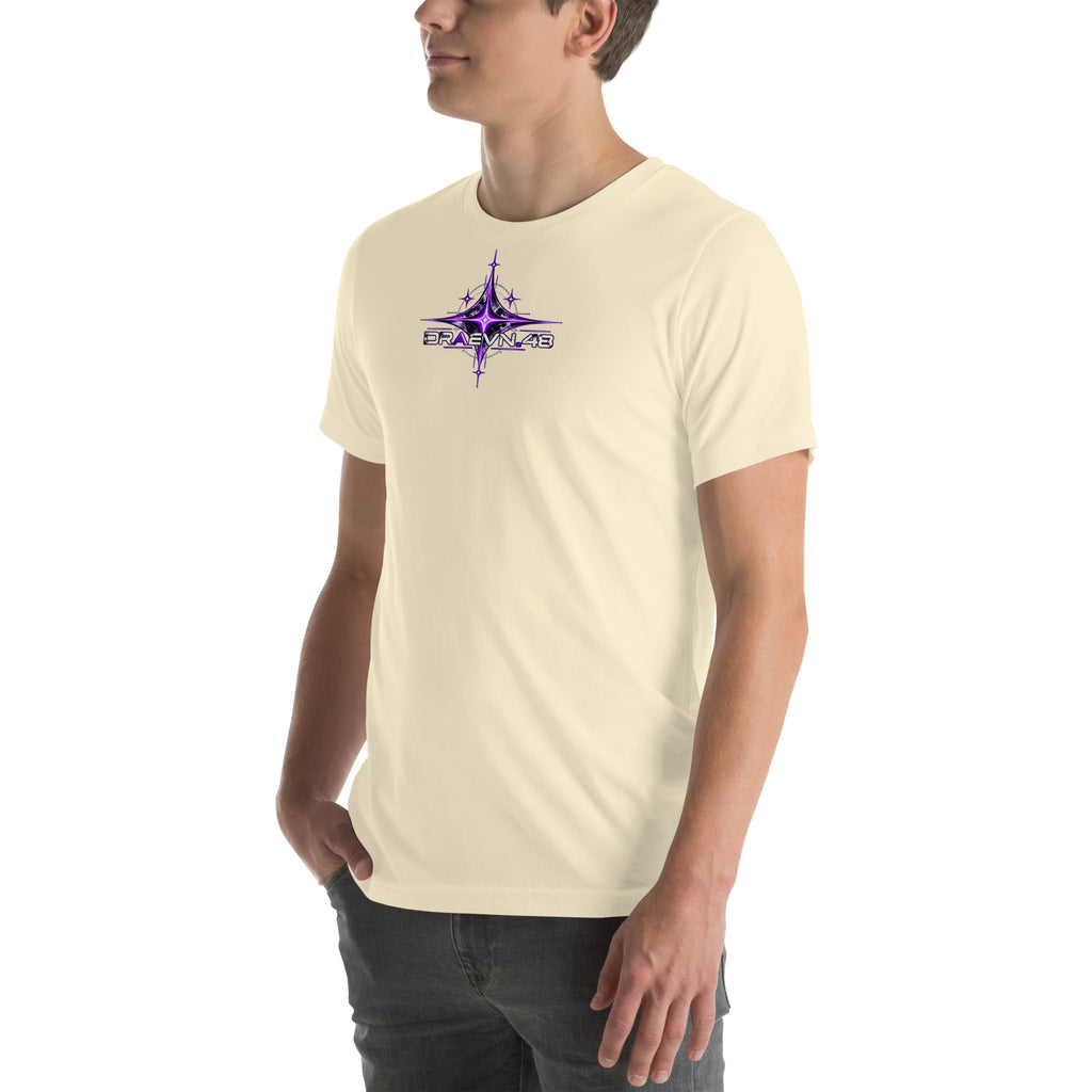 Neon Celestial Emblem Tee – Off-White, left front view